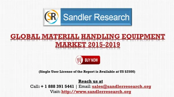 Material Handling Equipment Market to Grow 6.08% CAGR by2019