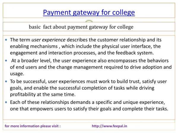 Payment gateway for college services in India.