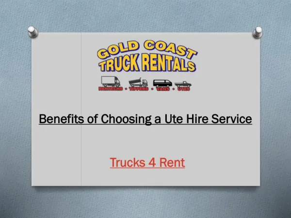 Benefits of Choosing a Ute Hire Service