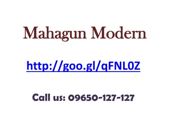Welcome to Mahagun Modern