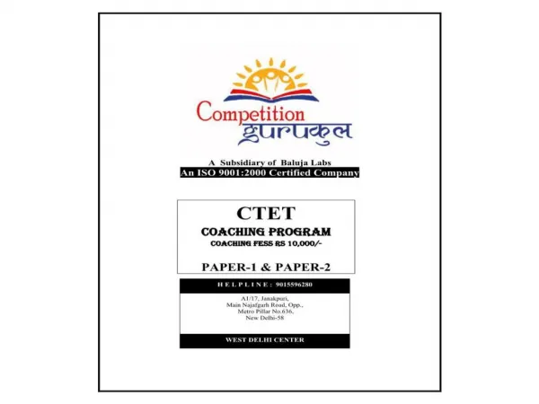CTET Coaching Institute in Janakpuri, Delhi