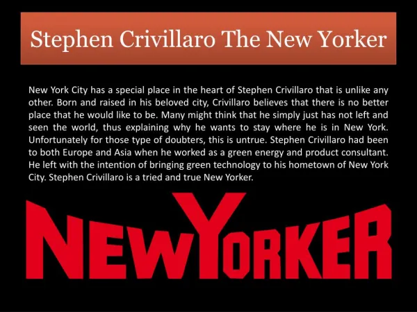 Stephen Crivillaro The New Yorker