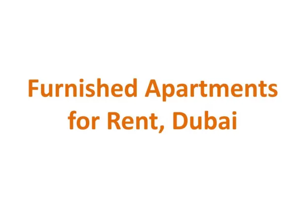 Furnished Apartments for Rent in Dubai