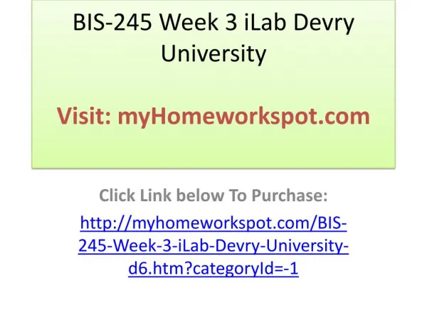 BIS-245 Week 3 iLab Devry University