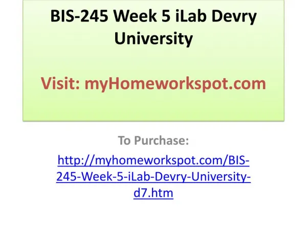 BIS-245 Week 5 iLab Devry University