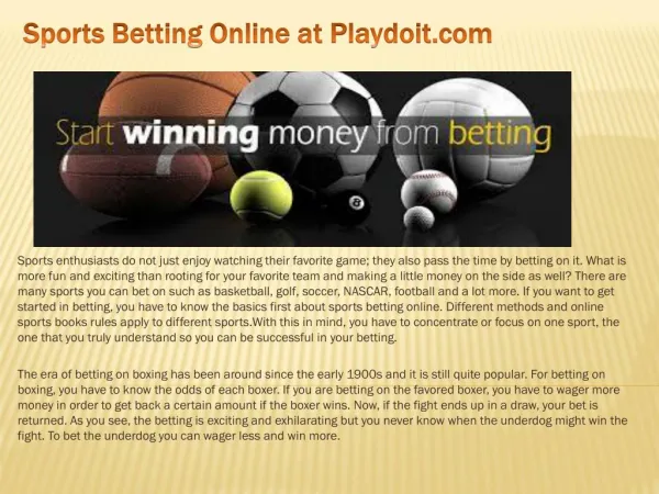 Sports Betting Online at Playdoit.com