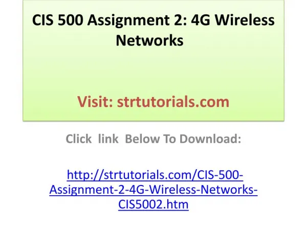CIS 500 Assignment 2: 4G Wireless Networks