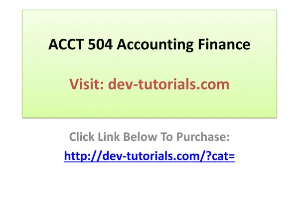 acct 504 accounting finance visit dev tutorials com
