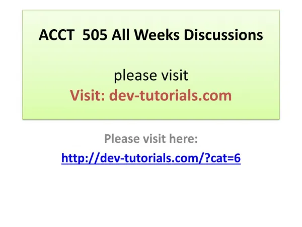 ACCT-505 Week 1 Case Study
