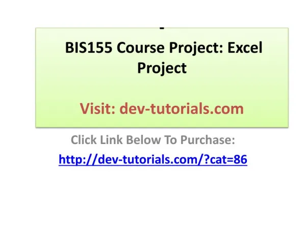 BIS155 Course Project: Excel Project