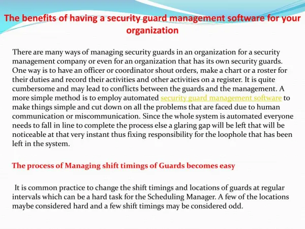 The benefits of having a security guard management software