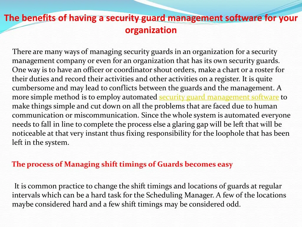 the benefits of having a security guard management software for your organization