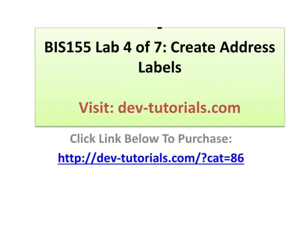 BIS155 Lab 4 of 7: Create Address Labels
