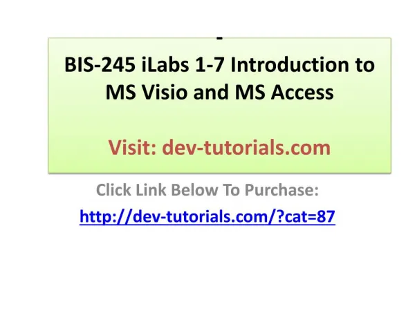 BIS-245 iLabs 1-7 Introduction to MS Visio and MS Access