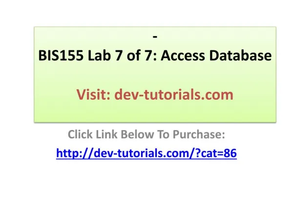 BIS155 Lab 7 of 7: Access Database