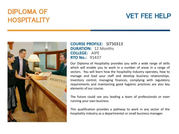 Diploma of Hospitality Course Online