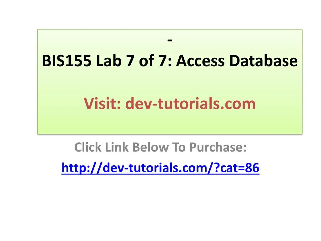 bis155 lab 7 of 7 access database visit dev tutorials com