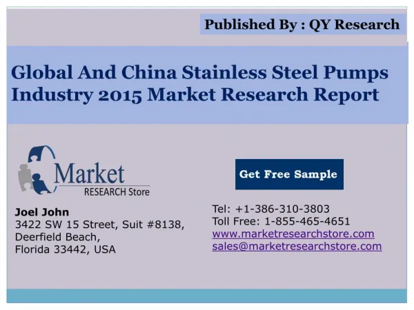 Global and China Stainless Steel Pumps Industry 2015 Market
