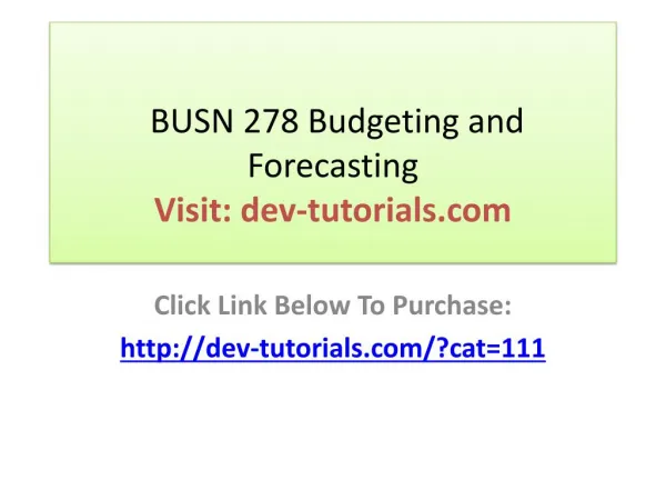 busn 278 budgeting and forecasting visit dev tutorials com