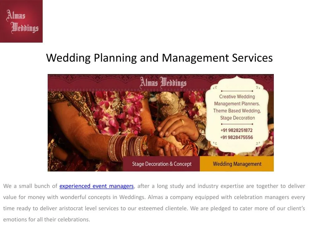 wedding planning and management services