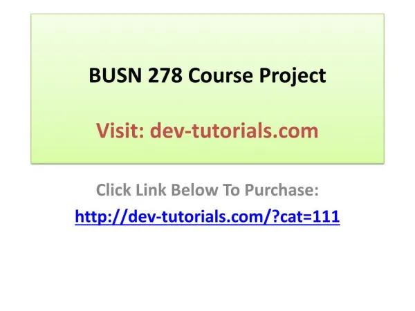 BUSN 278 Course Project