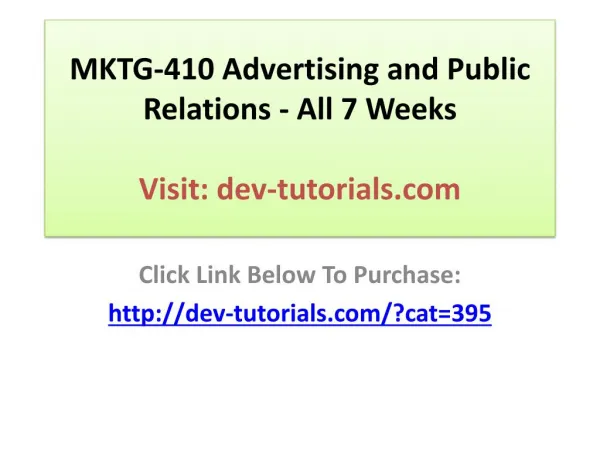 MKTG-410 Advertising and Public Relations - All 7 Weeks Disc