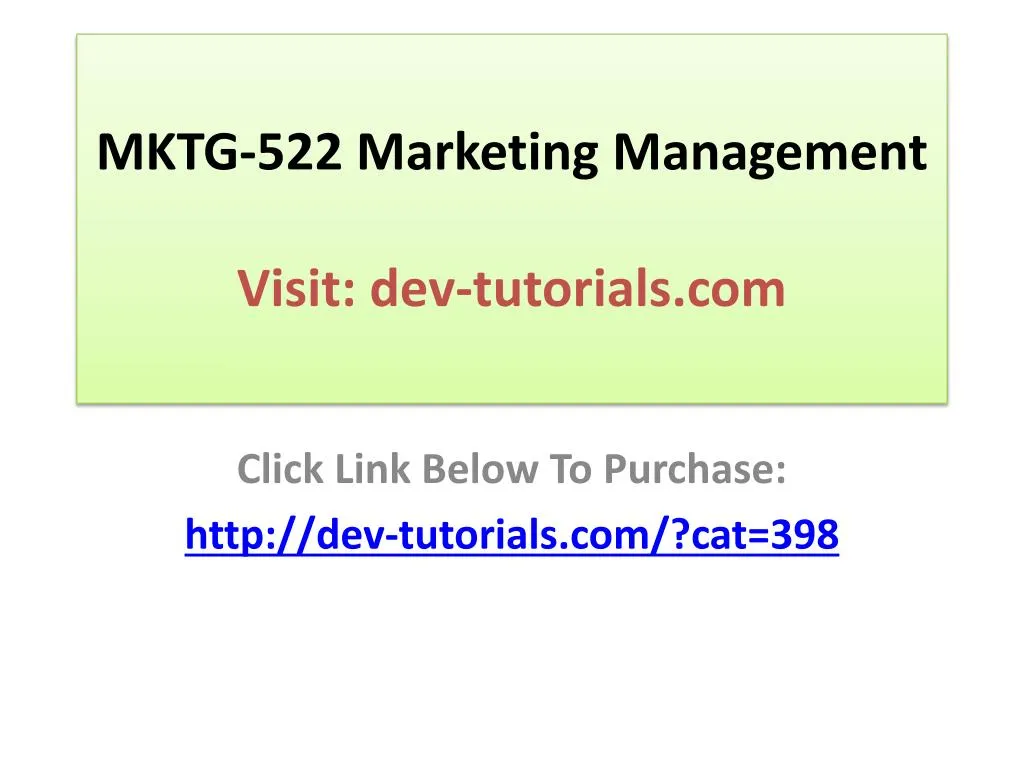 mktg 522 marketing management visit dev tutorials com
