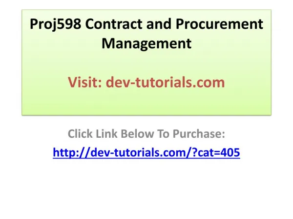 Proj598 Contract and Procurement Management / Complete Cours