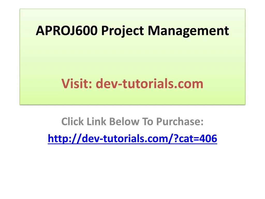 a proj600 project management visit dev tutorials com
