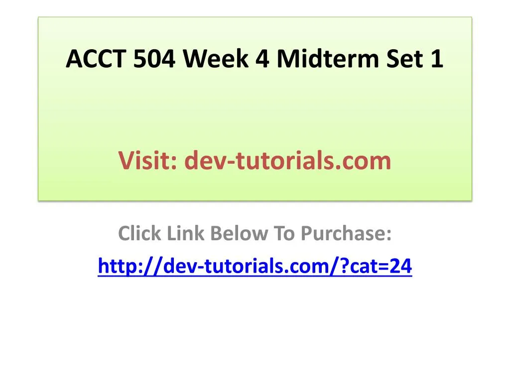 acct 504 week 4 midterm set 1 visit dev tutorials com