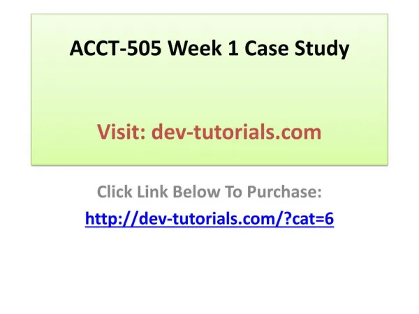 acct 505 week 1 case study visit dev tutorials com