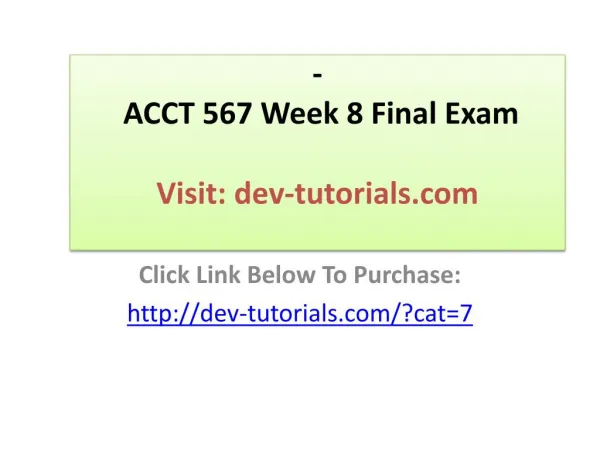 acct 567 week 8 final exam visit dev tutorials com