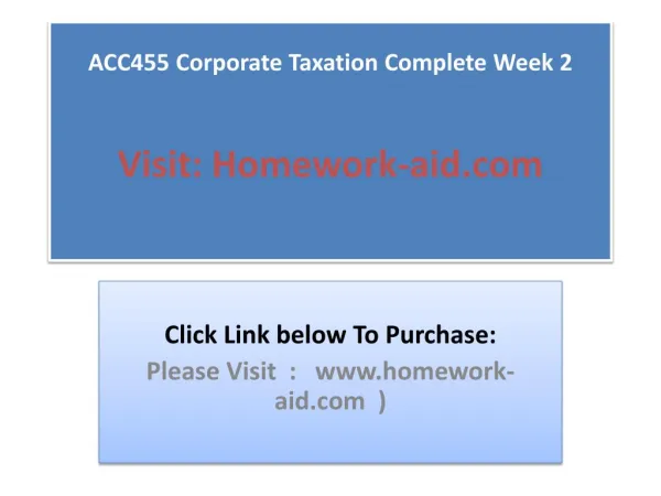 ACC455 Corporate Taxation Complete Week 2