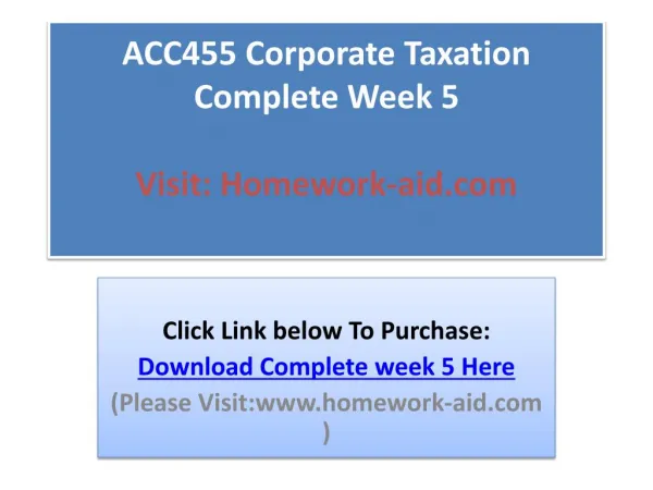 ACC455 Corporate Taxation Complete Week 5