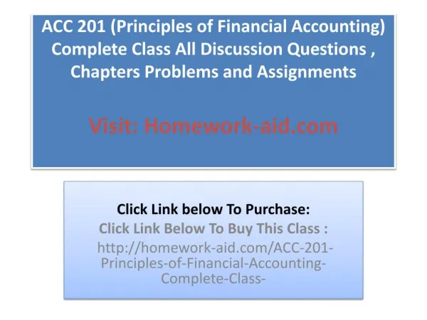 ACC 201 (Principles of Financial Accounting) Complete Class