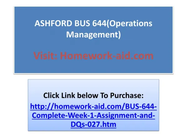 ASHFORD BUS 644(Operations Management)