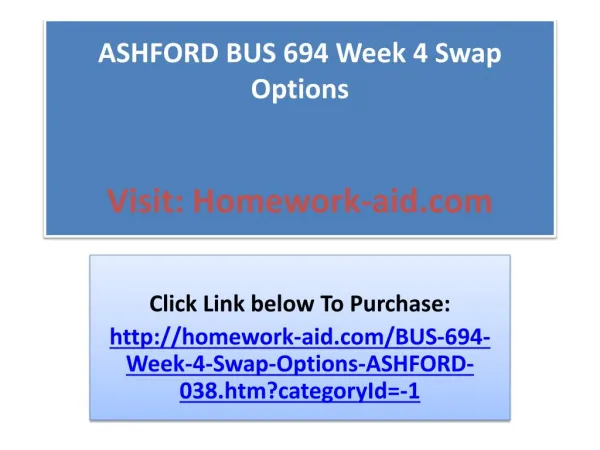 ASHFORD BUS 694 Week 4 Swap Options