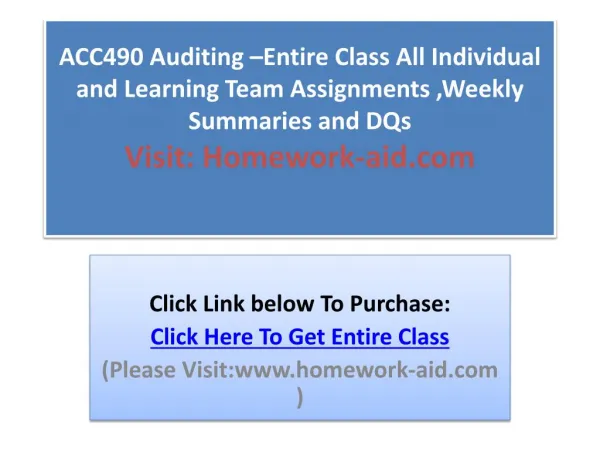 ACC490 Auditing Entire Class All Individual and Learning Te