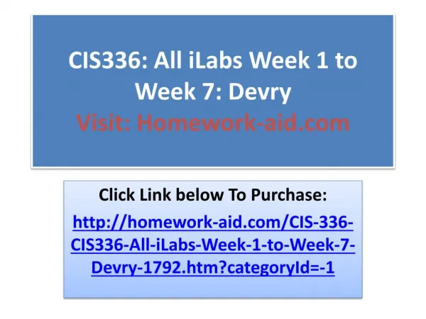 CIS336 Entire Course: Devry University