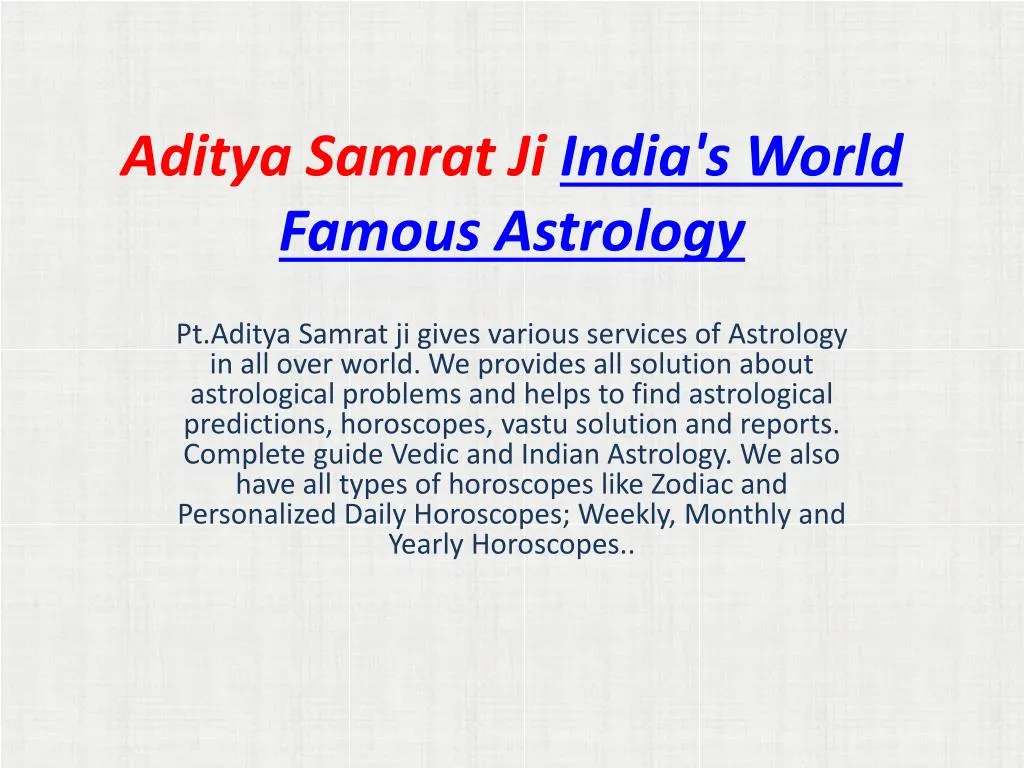 aditya samrat ji india s world famous astrology