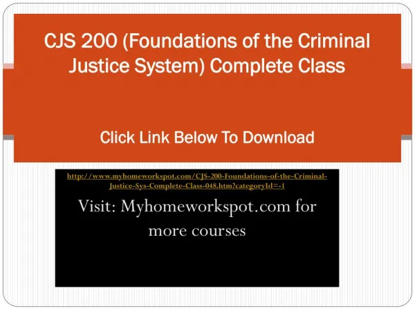 CJS 200 (Foundations of the Criminal Justice System) Complet