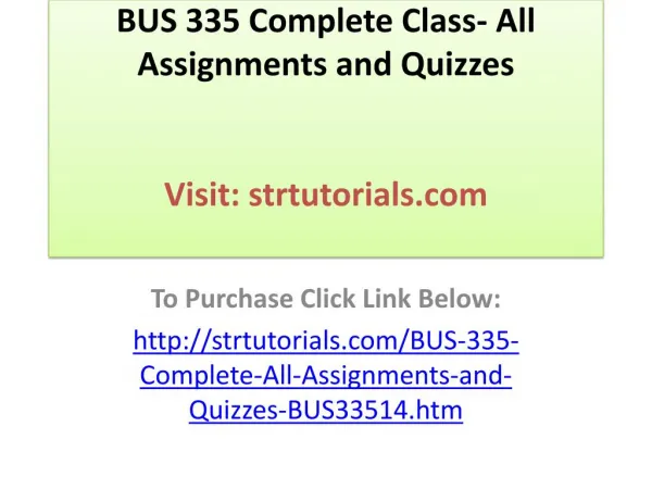 BUS 335 Complete Class- All Assignments and Quizzes