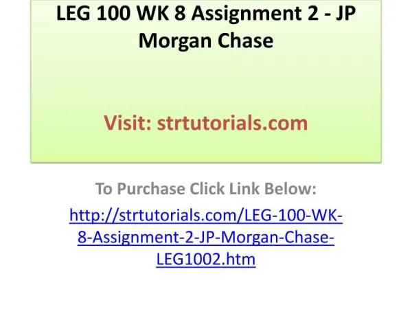 LEG 100 WK 8 Assignment 2 - JP Morgan Chase