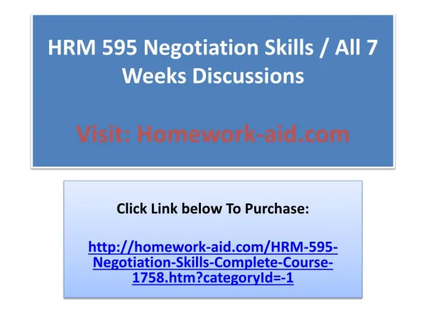 HRM 595 Negotiation Skills -Complete Course