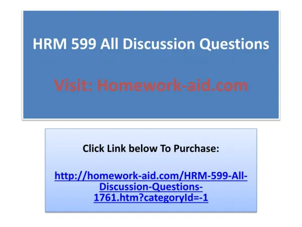 HRM 599 All Discussion Questions