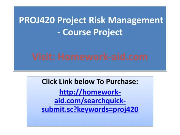 PROJ420 Project Risk Management - Course Project