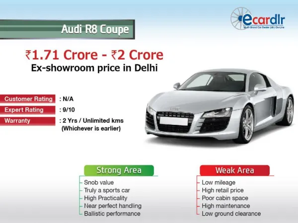 Audi R8 Coupe Prices, Mileage, Reviews and Images at Ecardlr