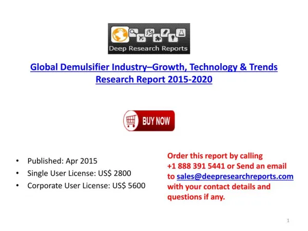 Global Demulsifier Market–Growth, Technology & Trends Analys