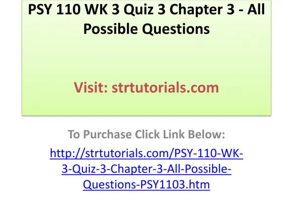 PSY 110 WK 3 Quiz 3 Chapter 3 - All Possible Questions