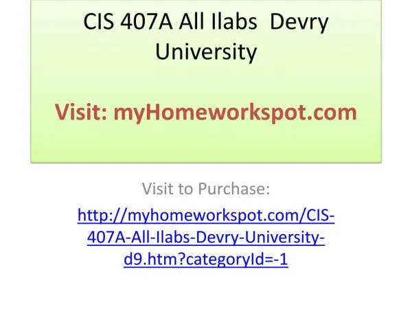 CIS 407A All Ilabs Devry University